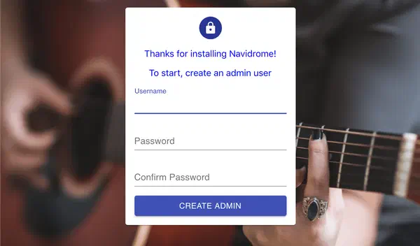 Create first user account on Navidrome